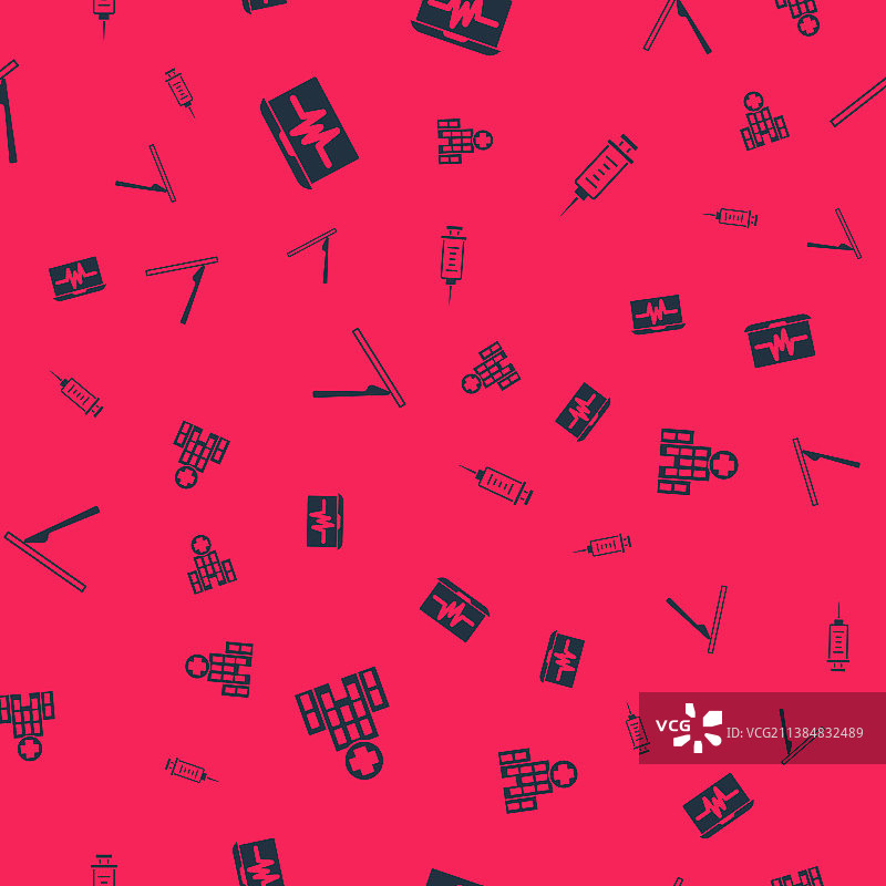 医疗医院建筑与笔记本电脑图片素材