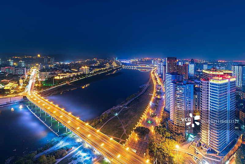 四川绵阳城市夜景图片素材