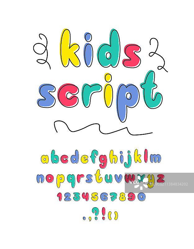 儿童手写涂鸦英文字母图片素材