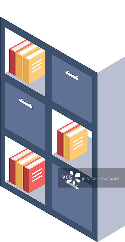 现代室内设计的2.5D办公室书柜图片素材