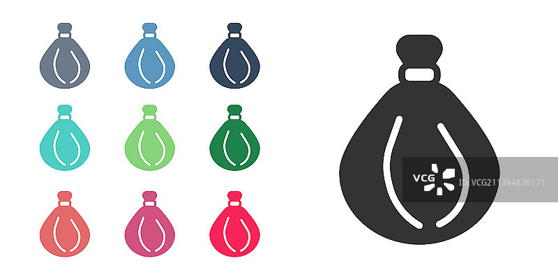 白色背景上的黑色垃圾袋图标图片素材