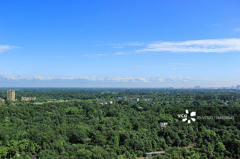 蓝天白云下的成都市温江区万春镇风光图片素材