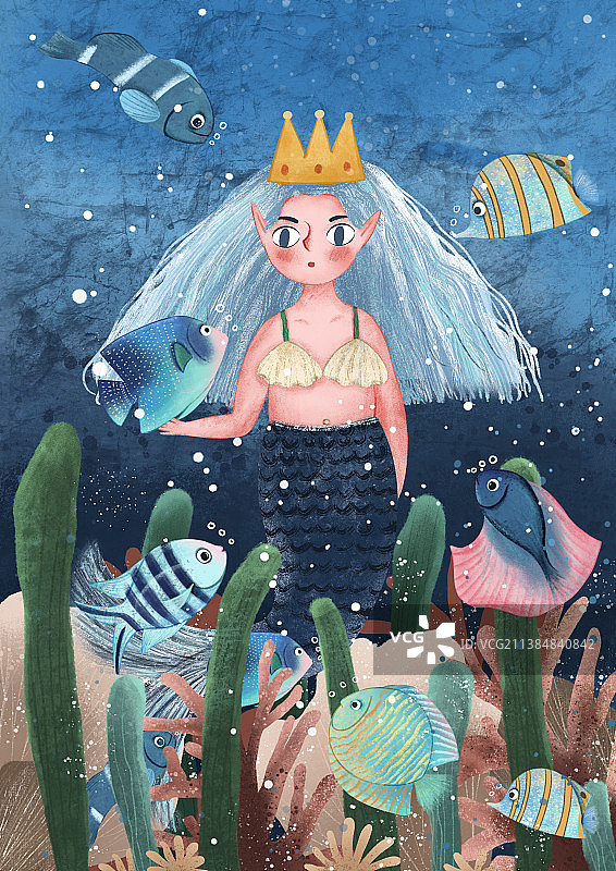 美人鱼公主海底世界插画图片素材