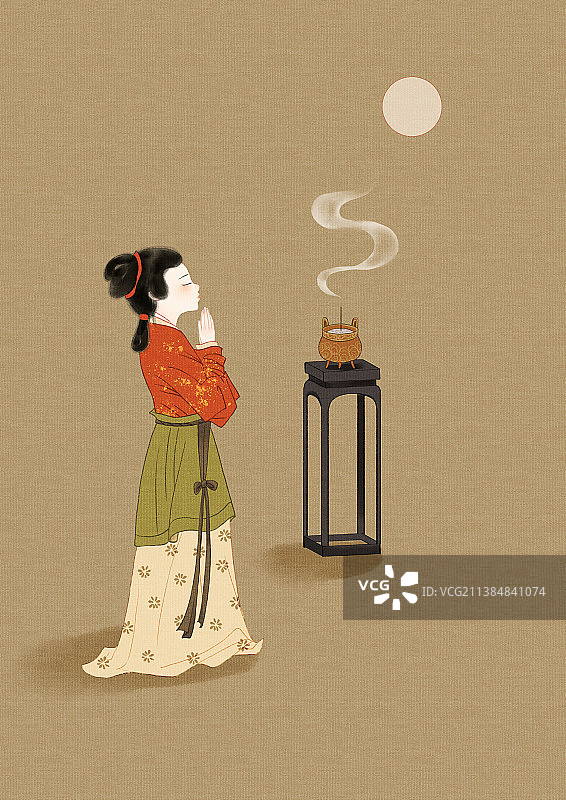 焚香拜月图片素材