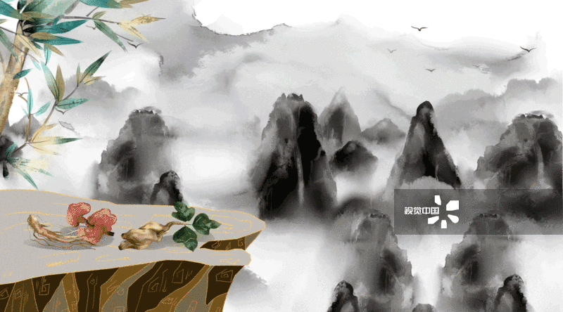 中国风山水中医风景插画背景-GIF动图图片素材