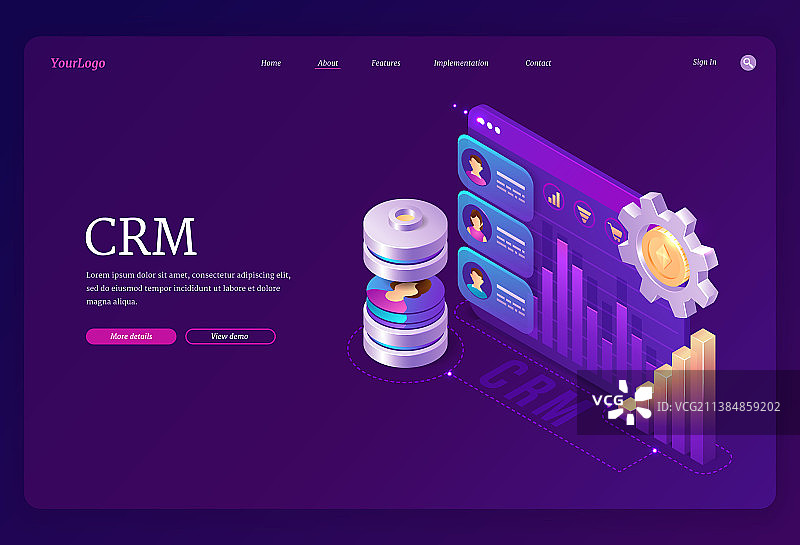 客户关系管理着陆页图片素材