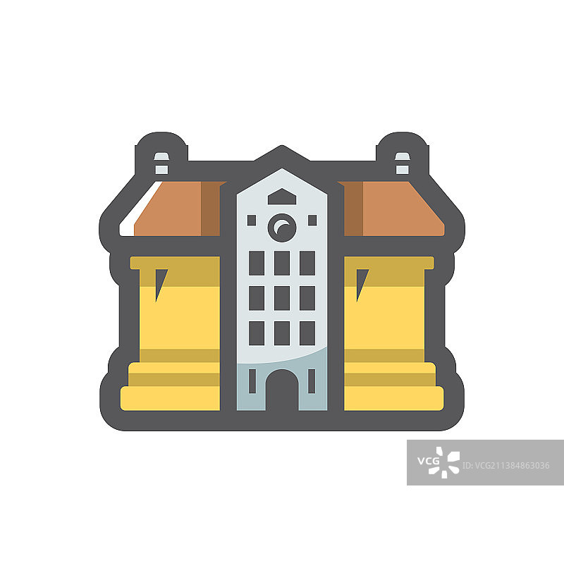 卡通城堡古代石头建筑图标图片素材