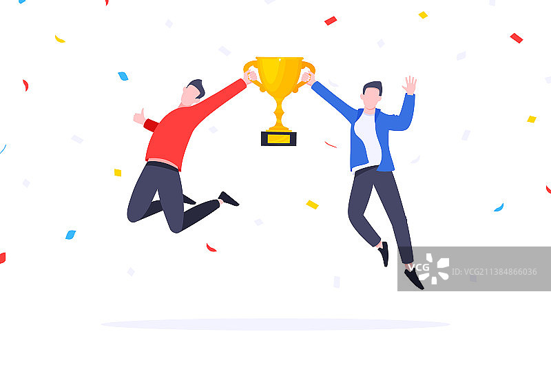 快乐的商务员工团队获奖图片素材