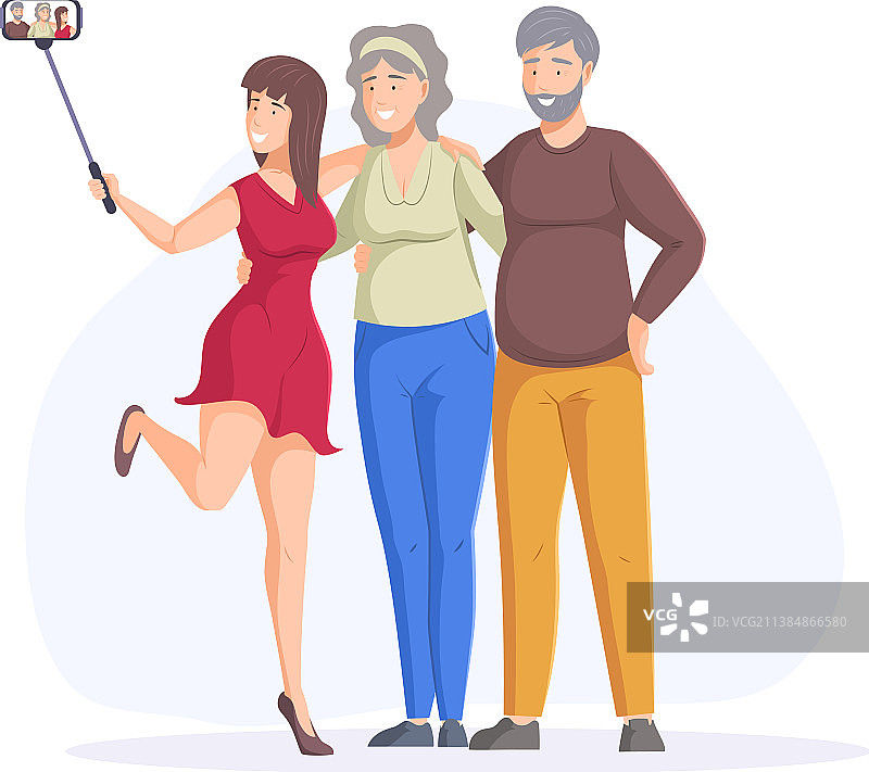 年轻和年长的家庭共度时光图片素材