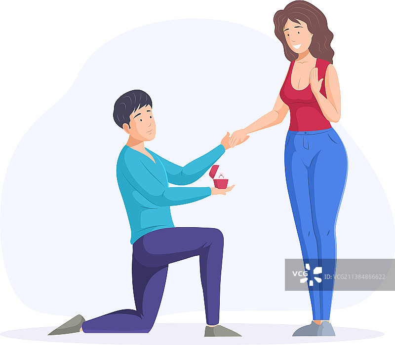 求婚惊喜瞬间：男子倾情表达爱意图片素材