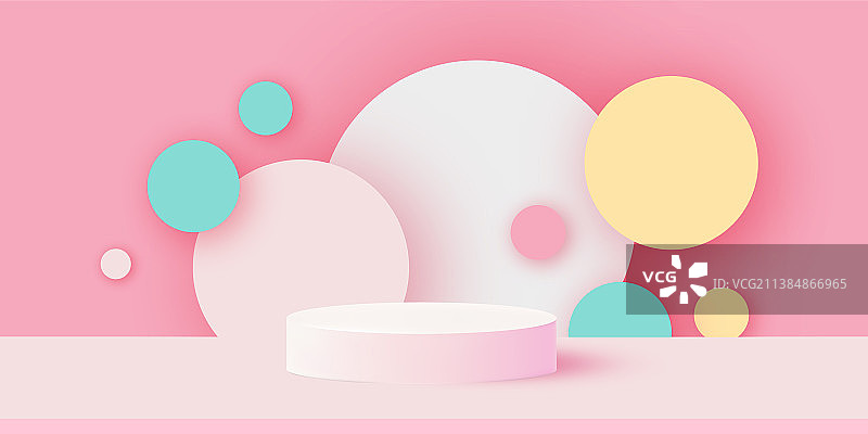 粉彩背景上的3D领奖台或底座场景图片素材