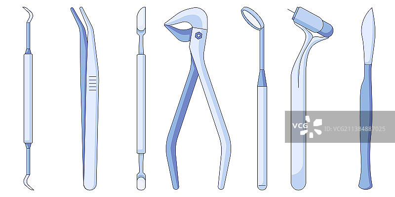 牙科工具和器械图标集图片素材