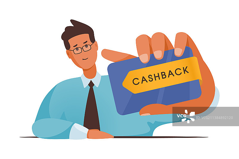 拿着返现卡的快乐的职员图片素材