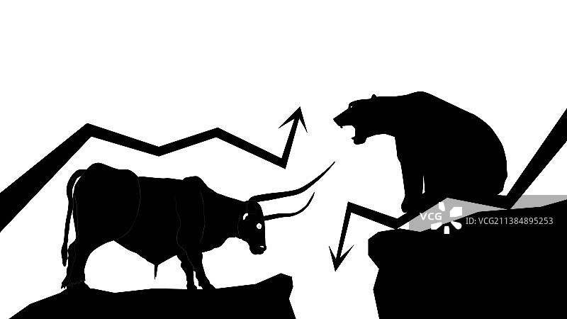 牛市趋势与熊市趋势剪影图片素材