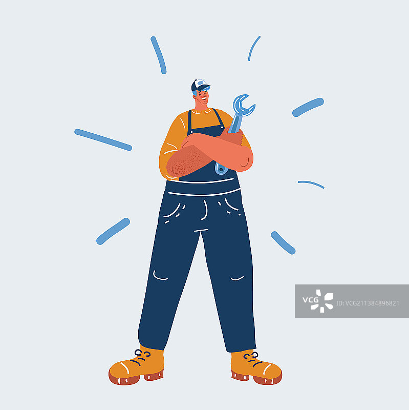 拿着大扳手的水管工图片素材