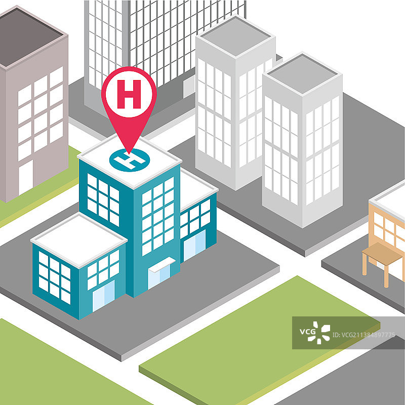 2.5D医院位置图片素材