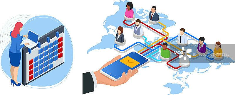 2.5D表情工作网络概念图片素材