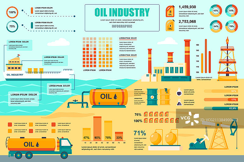 带有信息图的石油工业概念banner图片素材
