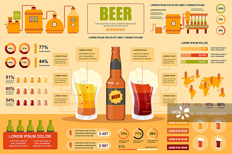 含信息图元素的啤酒概念banner图片素材