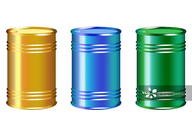 彩色金属桶图标写实元素图片素材