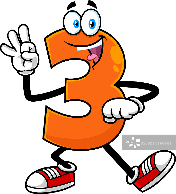 有趣的橙色数字3卡通角色图片素材