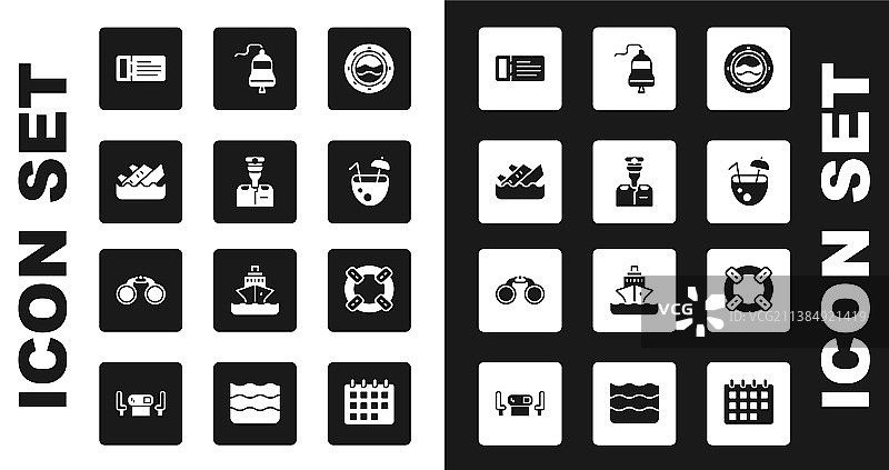 带海景的船舷窗和船长图片素材