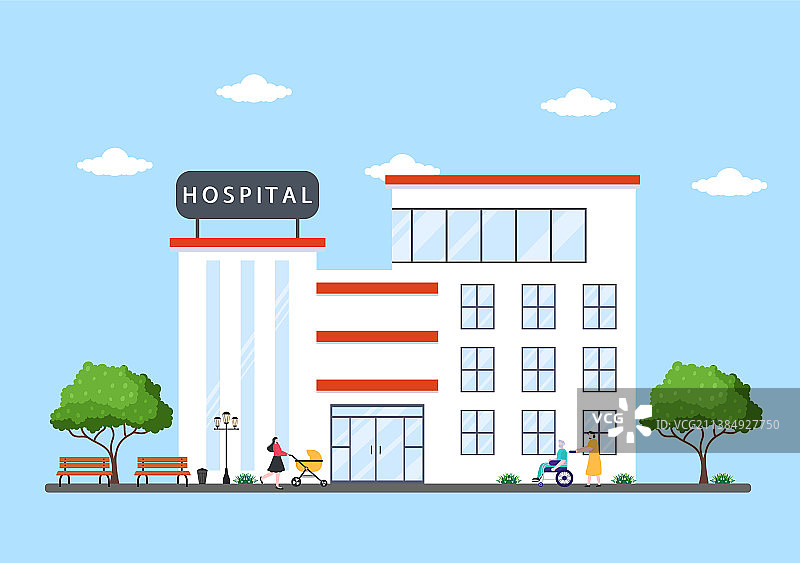 具有医疗保健背景的医院大楼图片素材