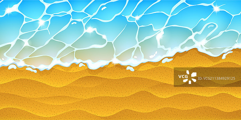 夏季沙滩和海浪俯视图图片素材