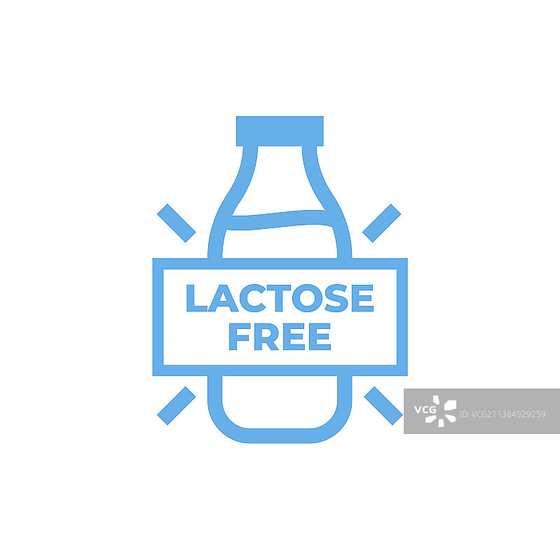 无乳糖线性蓝色瓶图标或标志图片素材