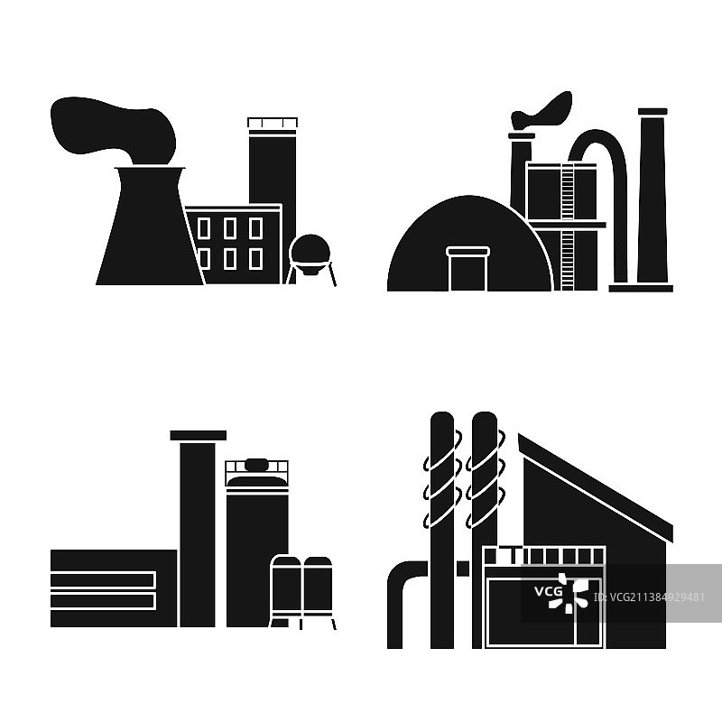 工业和植物图标的独立元素图片素材