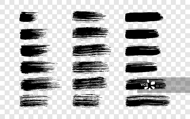 透明背景上的黑色笔刷笔触图片素材
