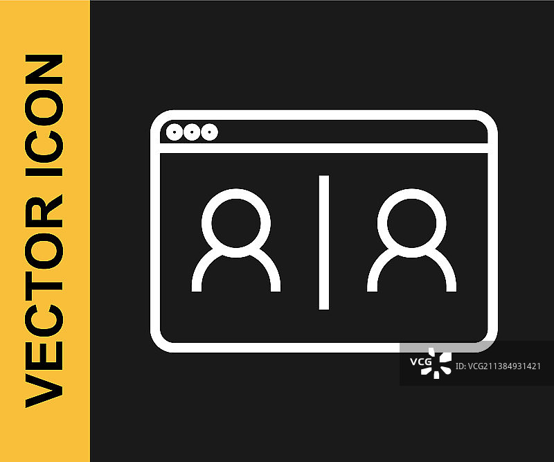 白色线条视频聊天会议图标图片素材