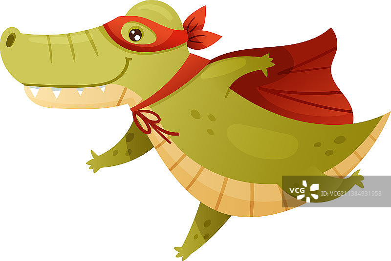 戴面具的绿色鳄鱼超级英雄图片素材