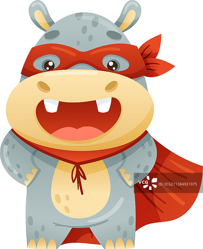 戴着面具的河马动物超级英雄图片素材