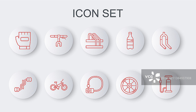 自行车气筒脚踏板停车位车轮线条图标合集图片素材