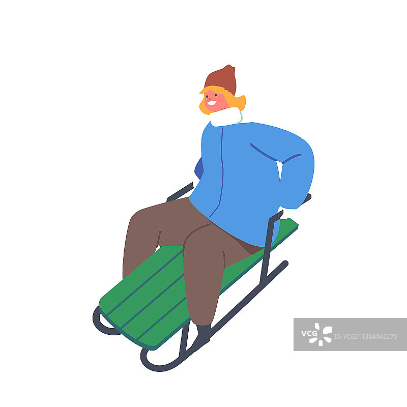 冬季儿童在雪山上滑雪图片素材