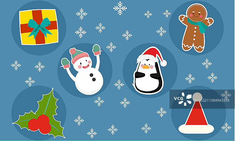 圣诞节装饰贴纸元素图片素材