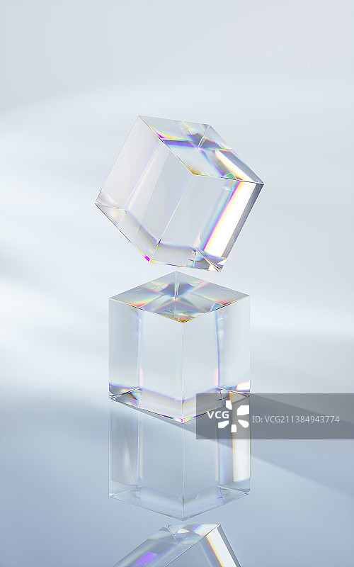 透明水晶几何体3D渲染图片素材