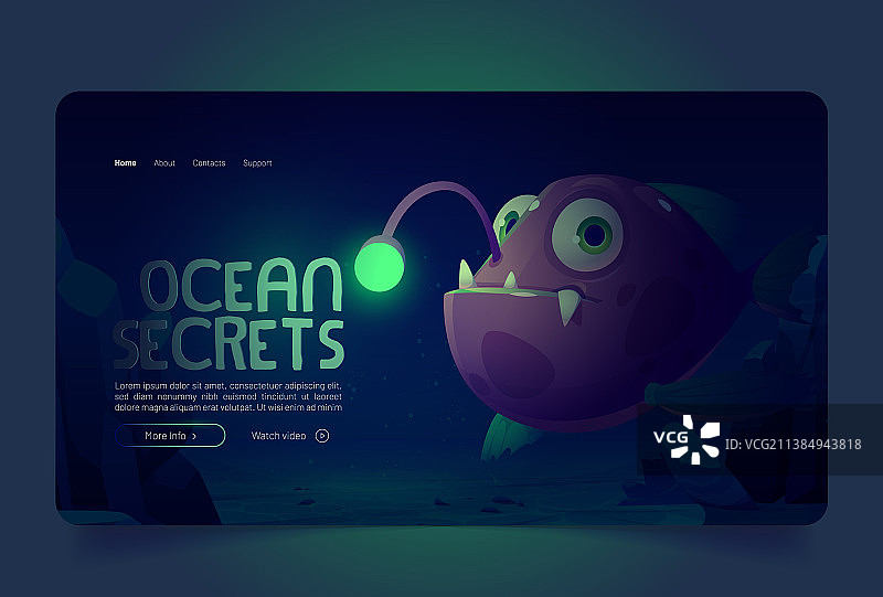 海底生物灯笼鱼banner图片素材