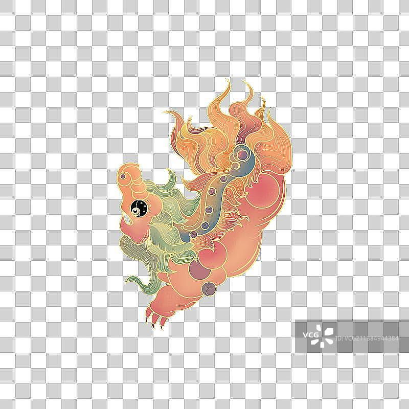 国潮风神兽免抠插画元素。图片素材