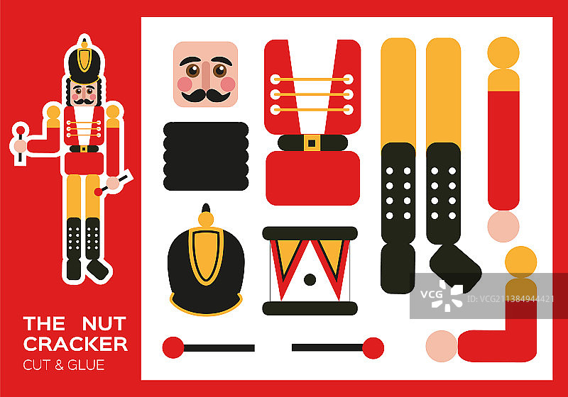 胡桃夹子剪切和粘贴新年传统图片素材