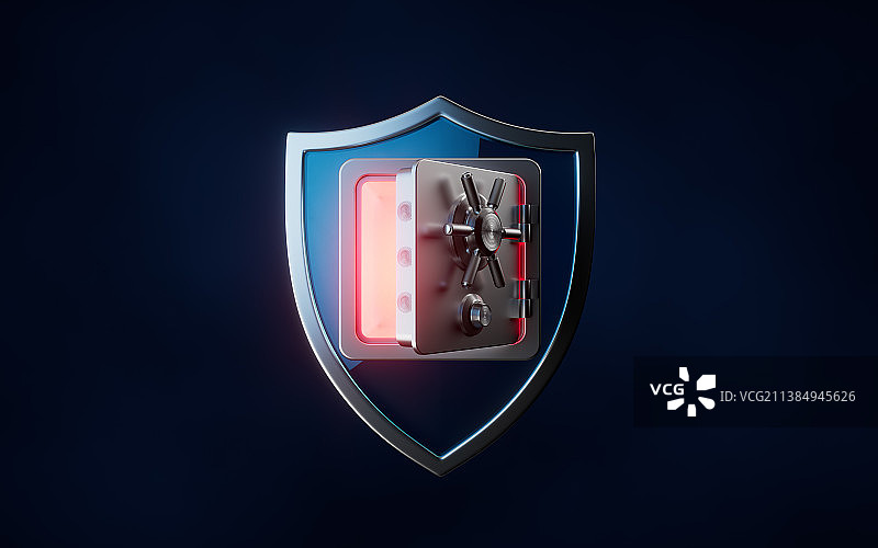 护盾与保险箱3D渲染图片素材