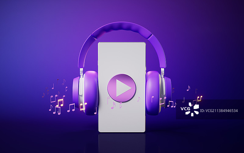 耳机与手机3D渲染图片素材