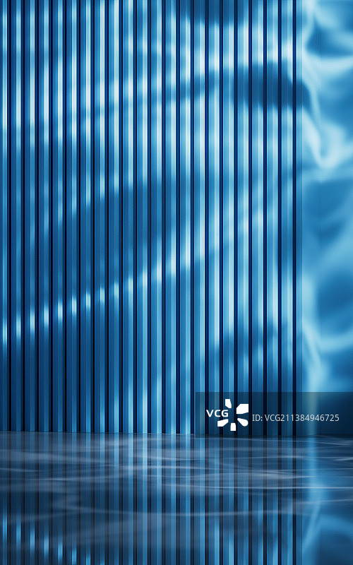 蓝色创意几何体建筑空间3D渲染图片素材