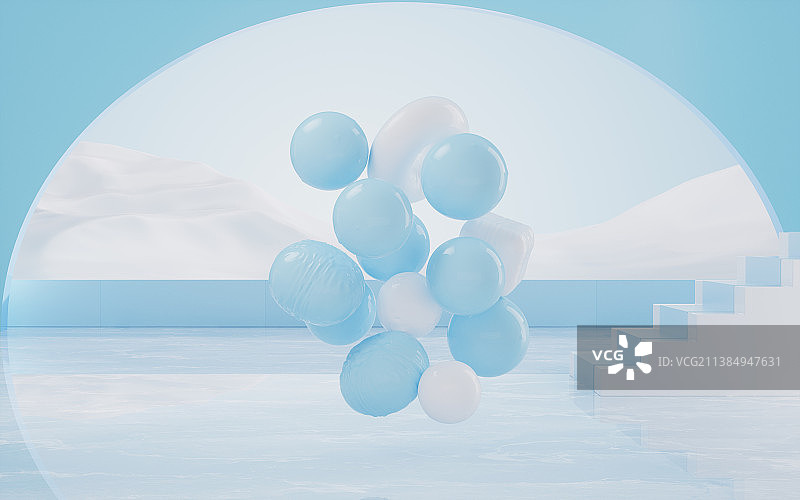 柔软的充气球体3D渲染图片素材