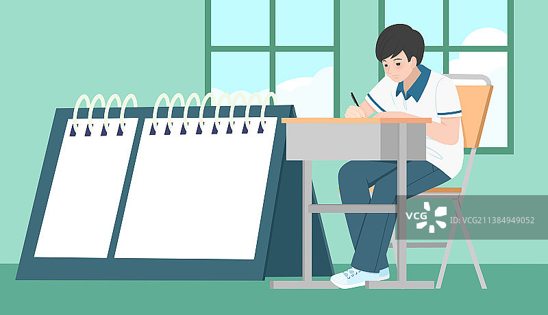 学生认真学习插画图片素材