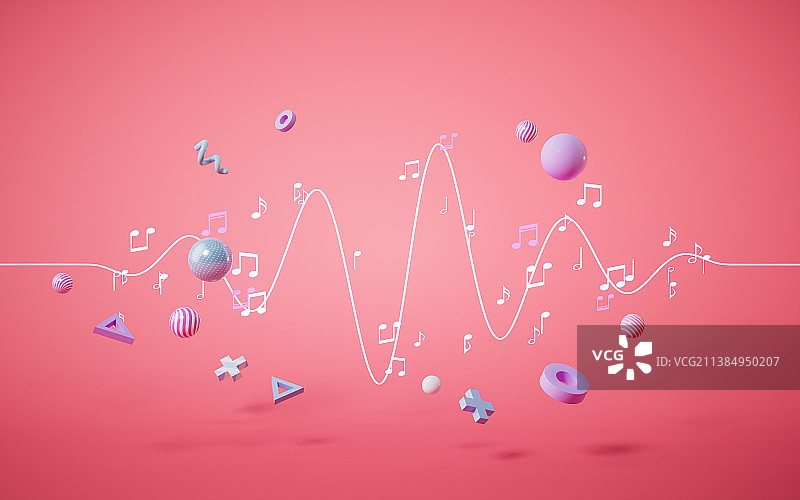 音符与曲调3D渲染图片素材