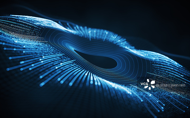 蓝色科技空间线条背景3D科技渲染图片素材