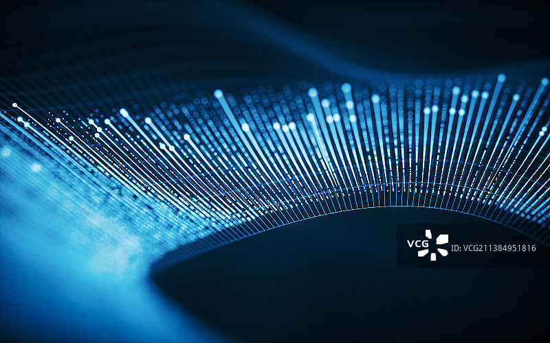 蓝色空间线条背景3D渲染图片素材