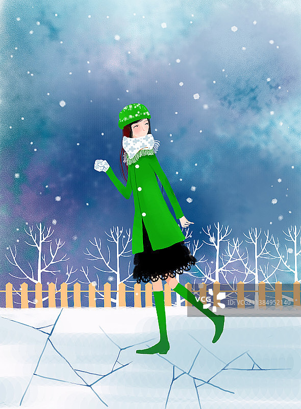 冰面上的女孩图片素材